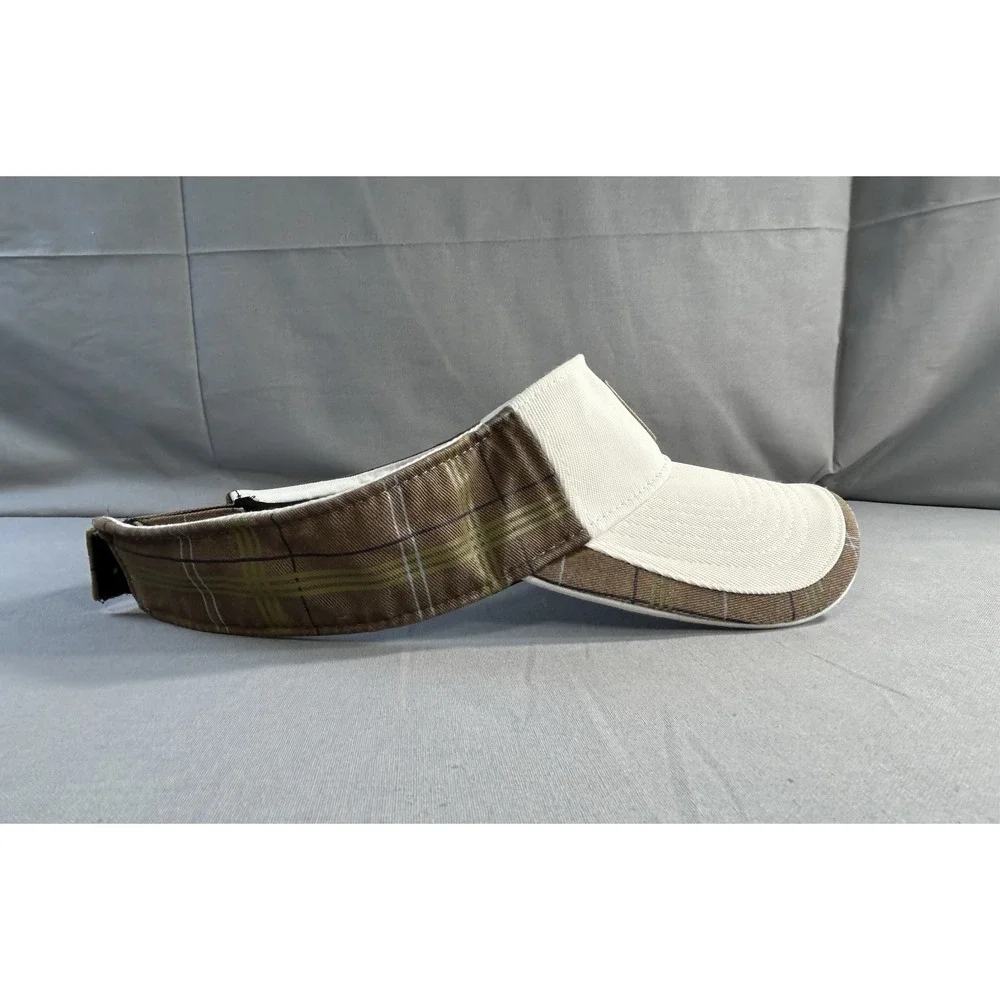 Adidas‎ Climalite Visor beige with brown plaid adjustable hook and loop